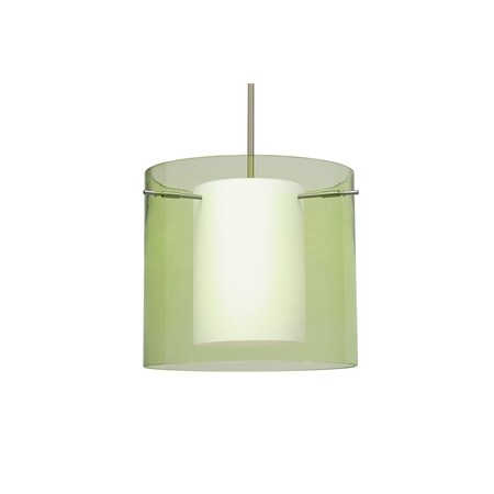 Besa Lighting Pahu 12 Stem Pendant, Trans. Olive/Opal, Satin Nickel Finish, 1x11W LED 1TT-L18407-LED-SN